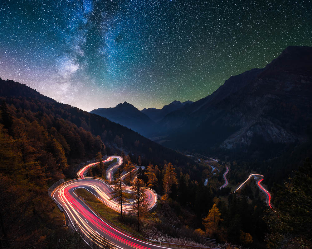 Maloja Pass at night